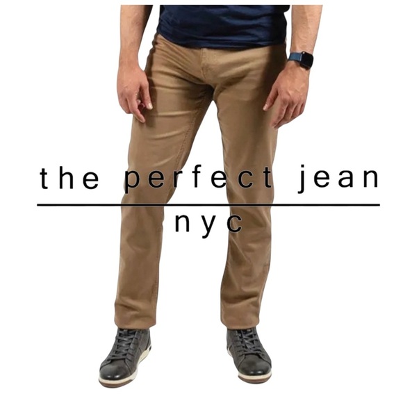 The Perfect Jeans • NYC Men’s Slim-Fit Jeans/Khakis. ‘Denkhaki™ Dark’ 34/30. NWT - Picture 1 of 12